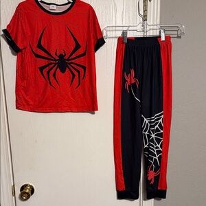 Spider-Themed Red and Black Kids Pajamas